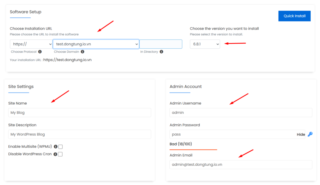 Hướng dẫn cách cài đặt WordPress trên cPanel 6 Cài đặt WordPress