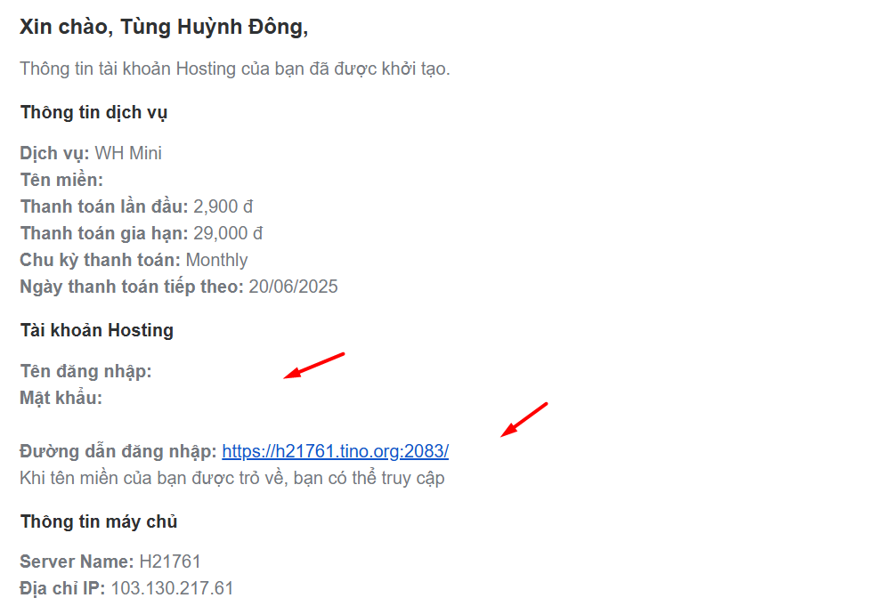 Hướng dẫn cách cài đặt WordPress trên cPanel 1 Đăng nhập cPanel từ thông tin gửi qua email