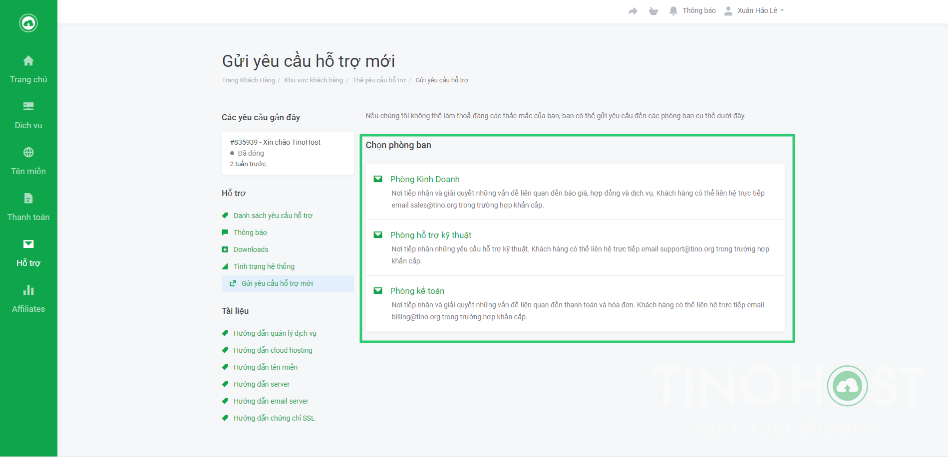 Hướng dẫn gửi yêu cầu hỗ trợ. 2