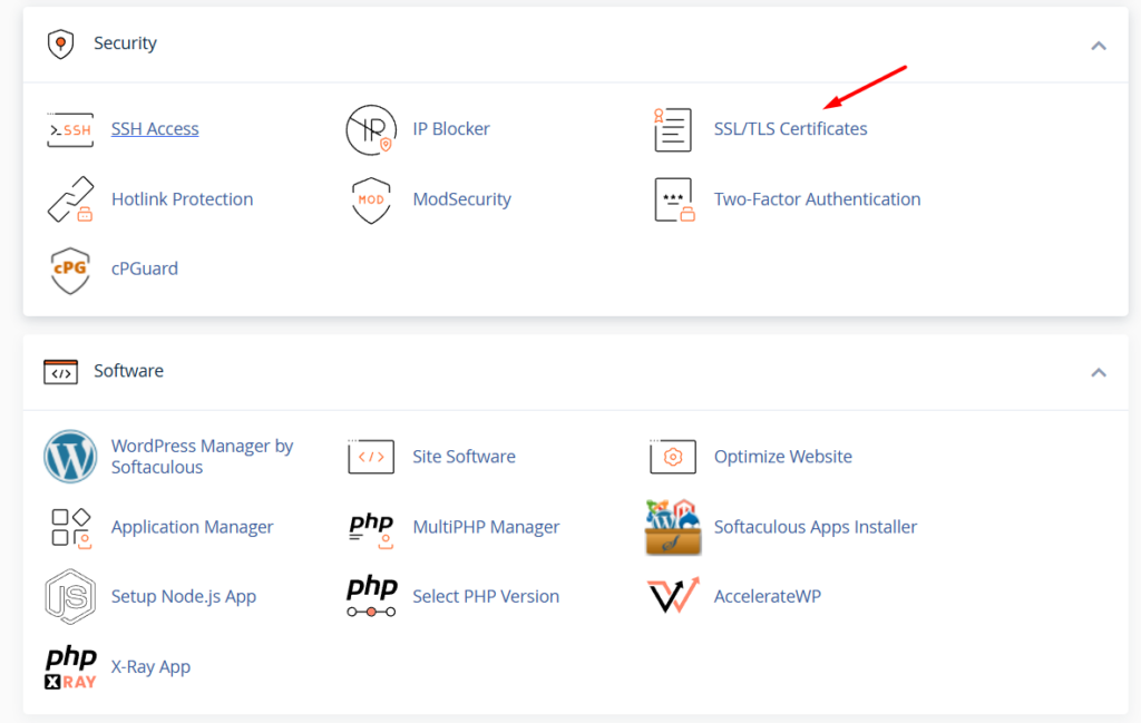 Bước 2: Truy cập mục SSL/TLS Certificates