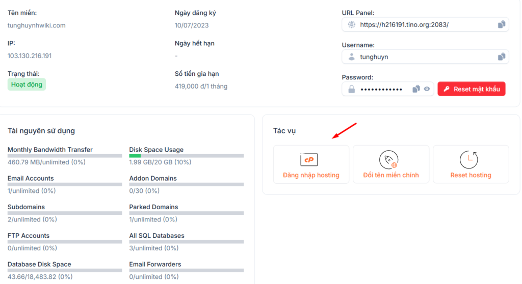 Hướng dẫn cài đặt chứng chỉ SSL miễn phí trên hosting (cPanel) 2 Đăng nhập vào cPanel