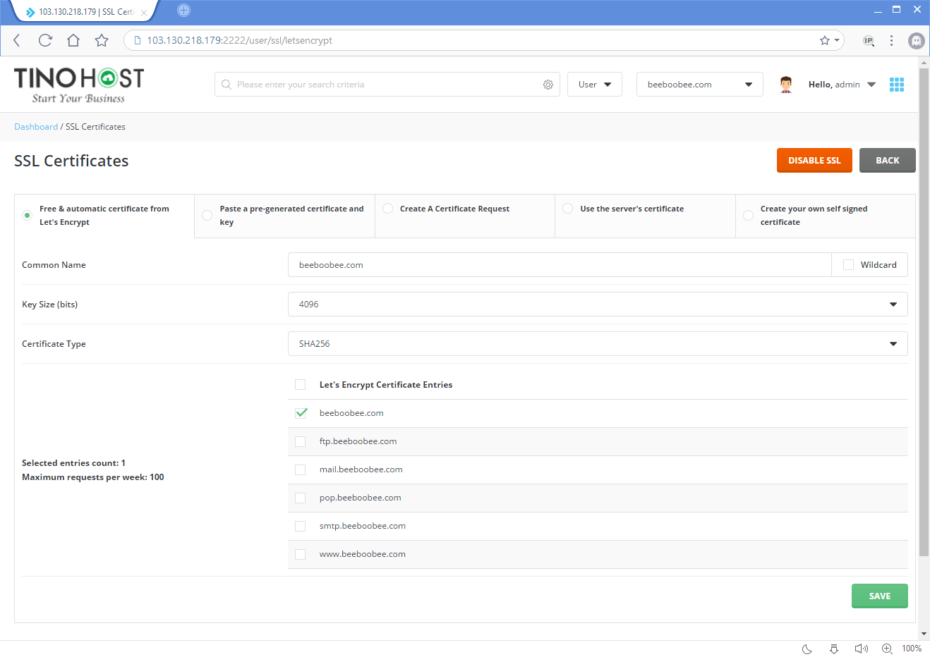 Hướng dẫn cài đặt SSL miễn phí trên Direct Admin 2