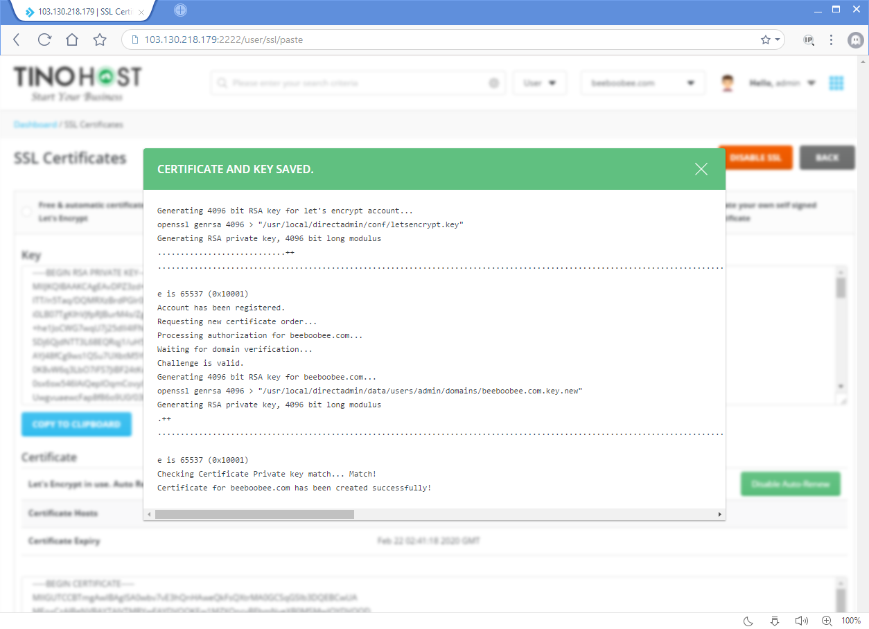 Hướng dẫn cài đặt SSL miễn phí trên Direct Admin 3