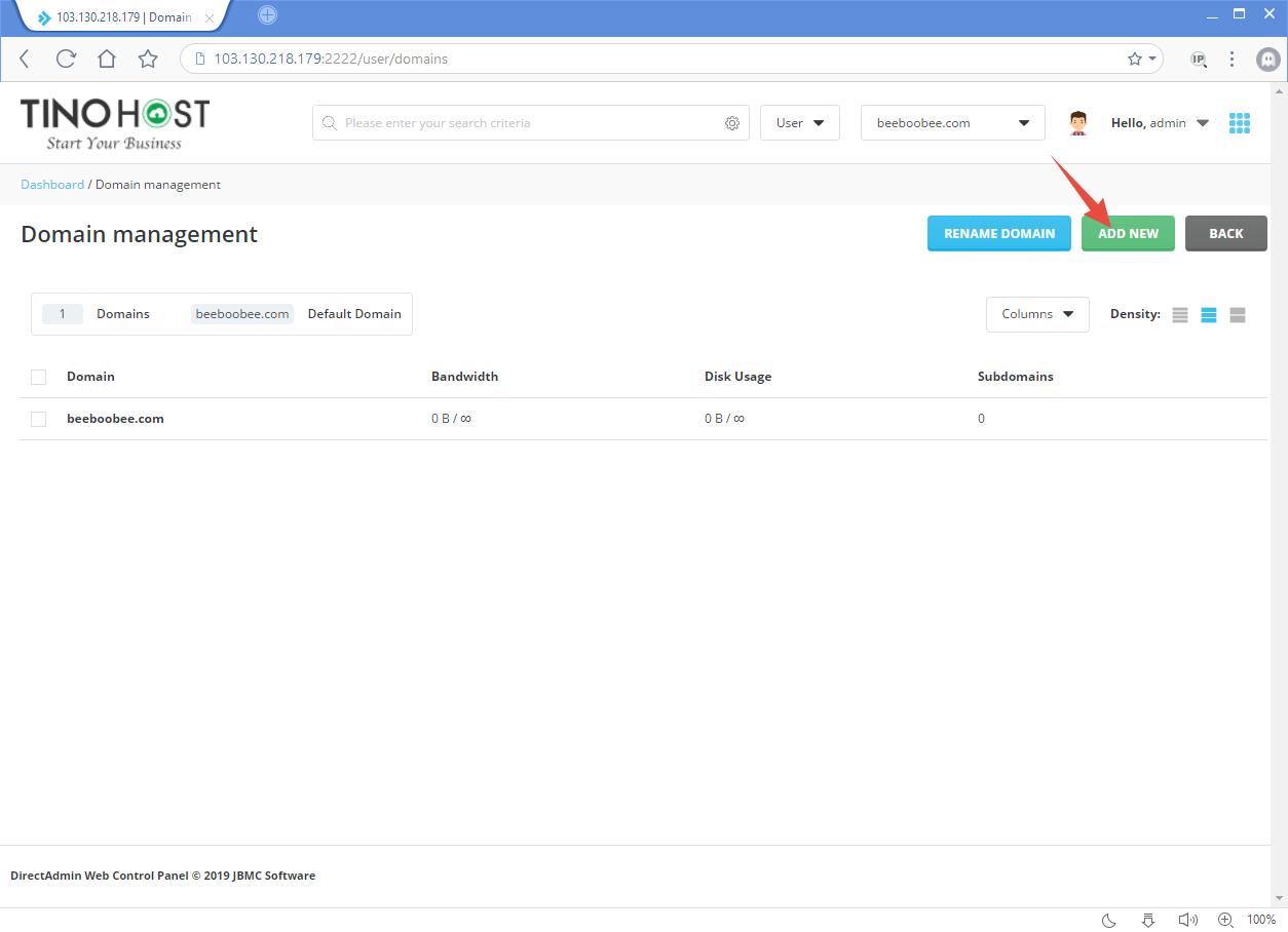 Hướng dẫn thêm tên miền mới trên Direct Admin Control Panel 2