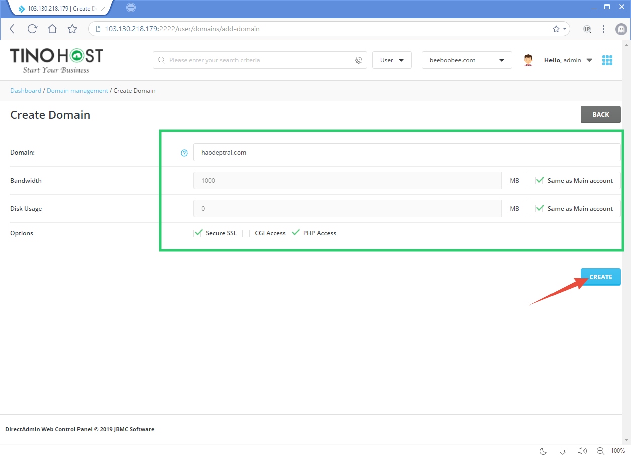 Hướng dẫn thêm tên miền mới trên Direct Admin Control Panel 3