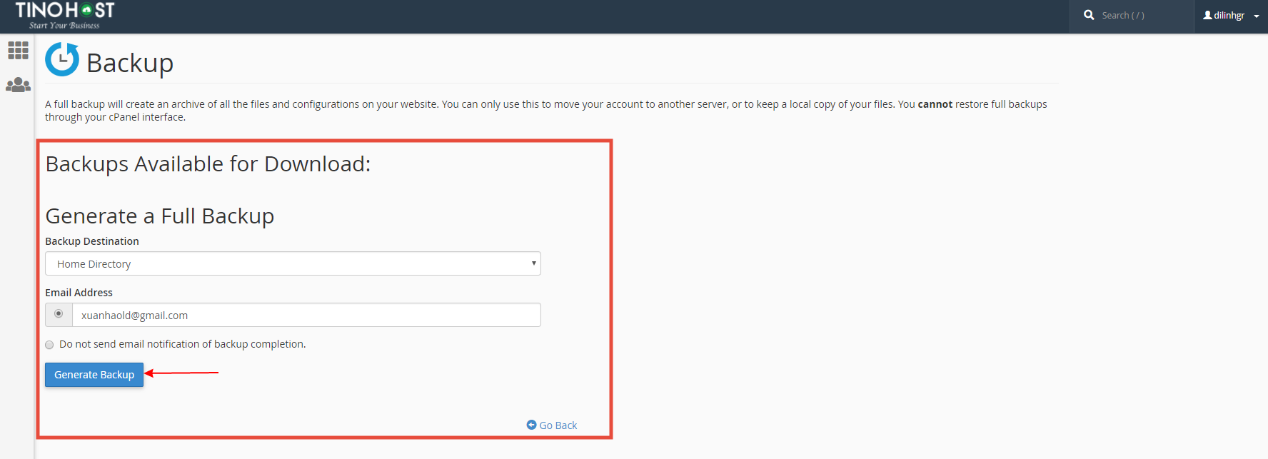 [cPanel] - Hướng dẫn tạo bản Backup cPanel Control Panel ⚡⚡⚡ 3