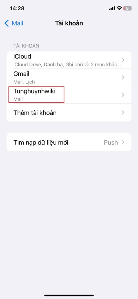 Hướng dẫn cấu hình Email doanh nghiệp trên phần mềm Mail trên IOS 18 Tài khoản email được thêm vào