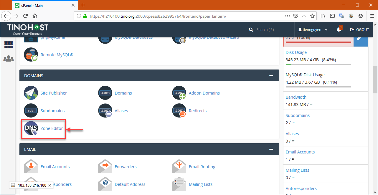 [cPanel] - Hướng dẫn cấu hình DNS cho tên miền dùng Nameservers Hosting cPanel 2