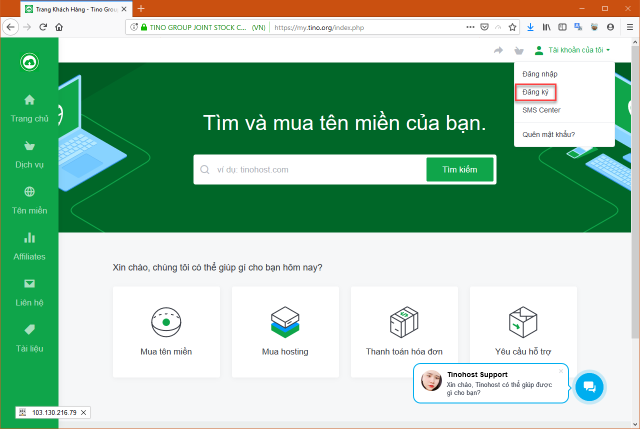 Hướng dẫn đăng ký tài khoản trên my.tino.org 1