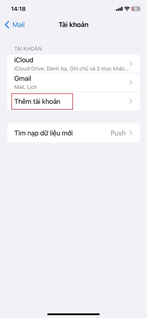 Hướng dẫn cấu hình Email doanh nghiệp trên phần mềm Mail trên IOS 11 Chọn Thêm tài khoản