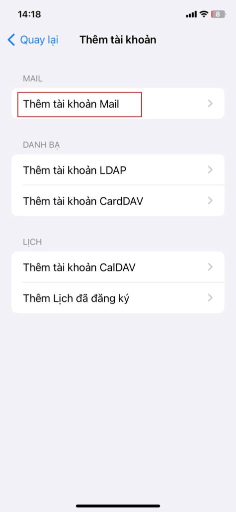 Hướng dẫn cấu hình Email doanh nghiệp trên phần mềm Mail trên IOS 13 Thêm tài khoản Mail