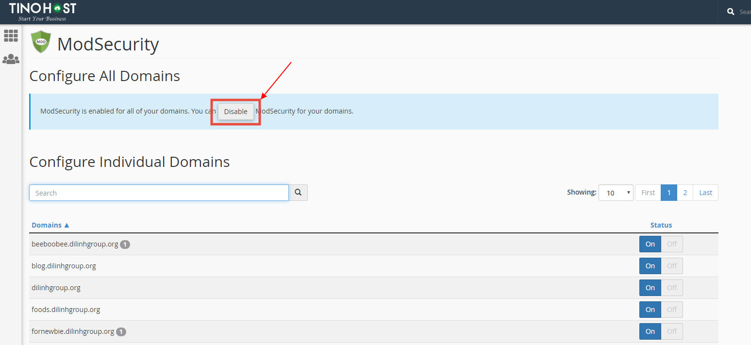 [cPanel] - Bật / Tắt ModSecutity 2