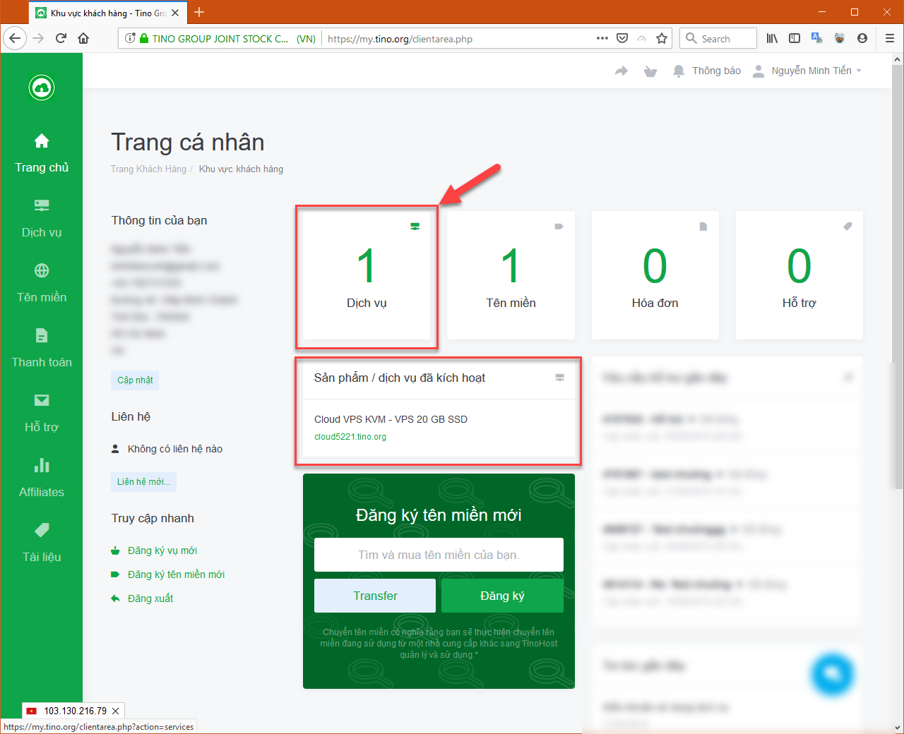 Hướng dẫn nâng cấp Cloud VPS tại TinoHost 2