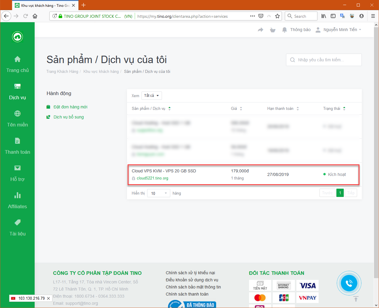 Hướng dẫn nâng cấp Cloud VPS tại TinoHost 3