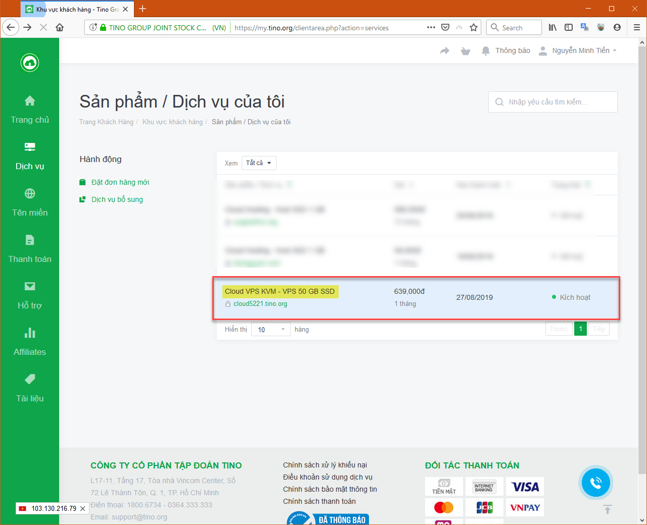 Hướng dẫn nâng cấp Cloud VPS tại TinoHost 8