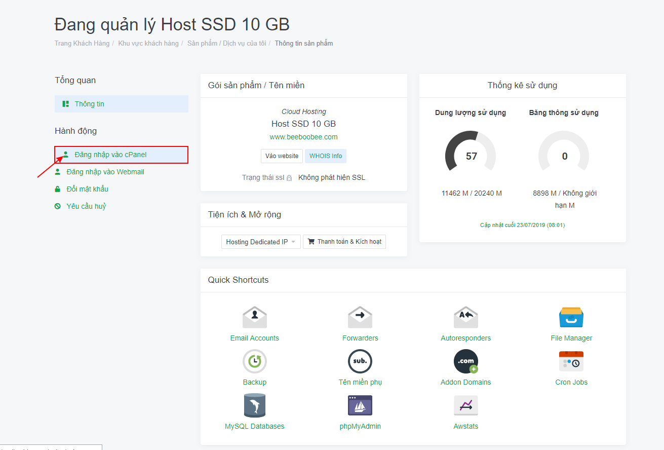 [cPanel] - Hướng dẫn truy cập bảng điều khiển cPanel 6