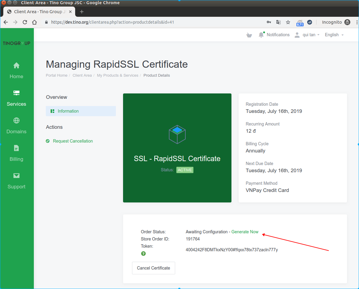 Hướng dẫn xác minh và nhận chứng chỉ SLL có phí(DV SSL) 3