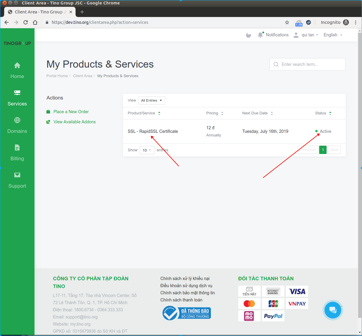 Hướng dẫn xác minh và nhận chứng chỉ SLL có phí(DV SSL) 2