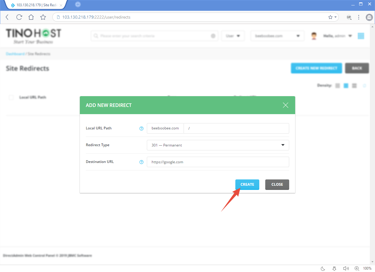 Tạo chuyển hướng tên miền trên Direct Admin 3