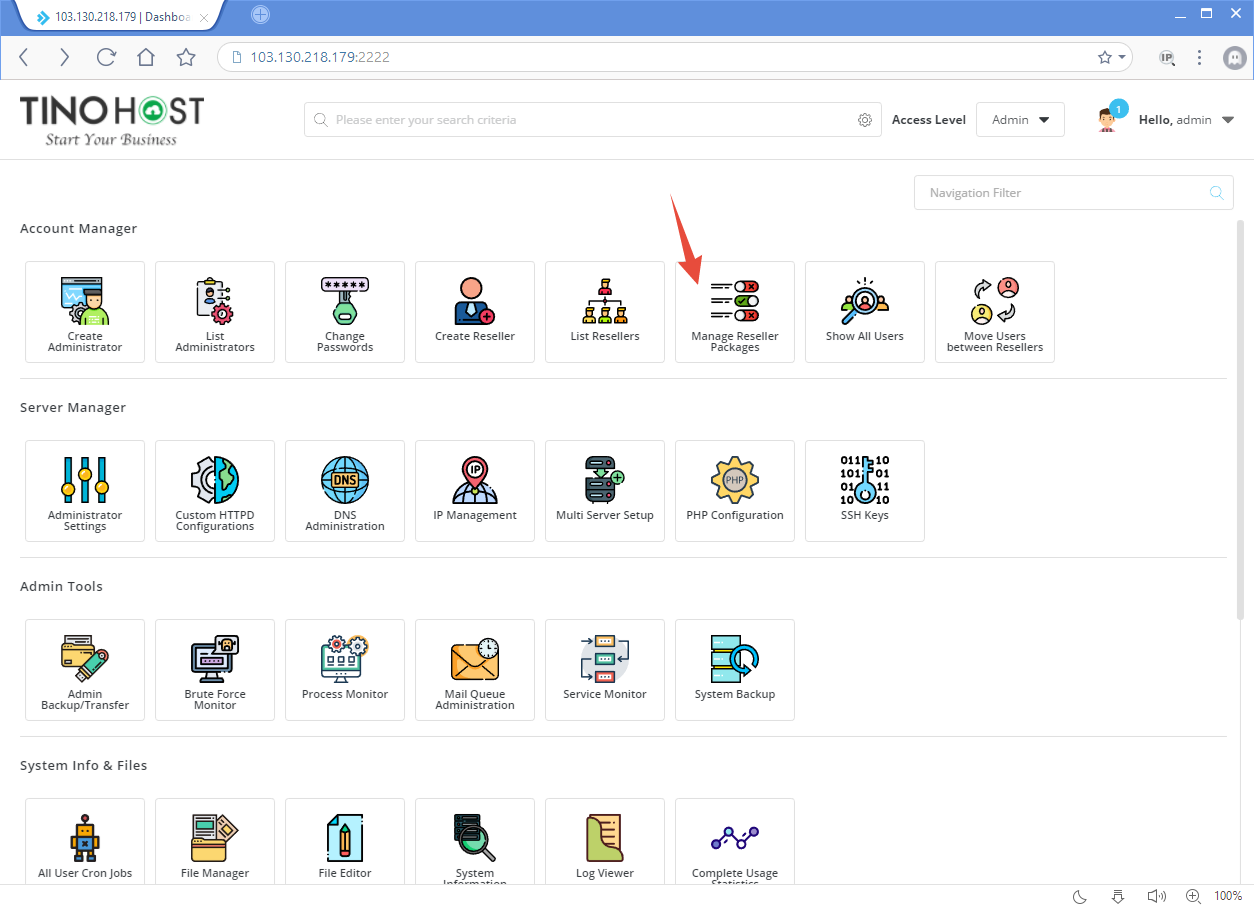 Hướng dẫn tạo tài khoản Reseller trên Direct Admin 2