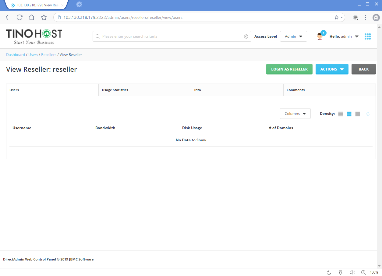 Hướng dẫn tạo tài khoản Reseller trên Direct Admin 10