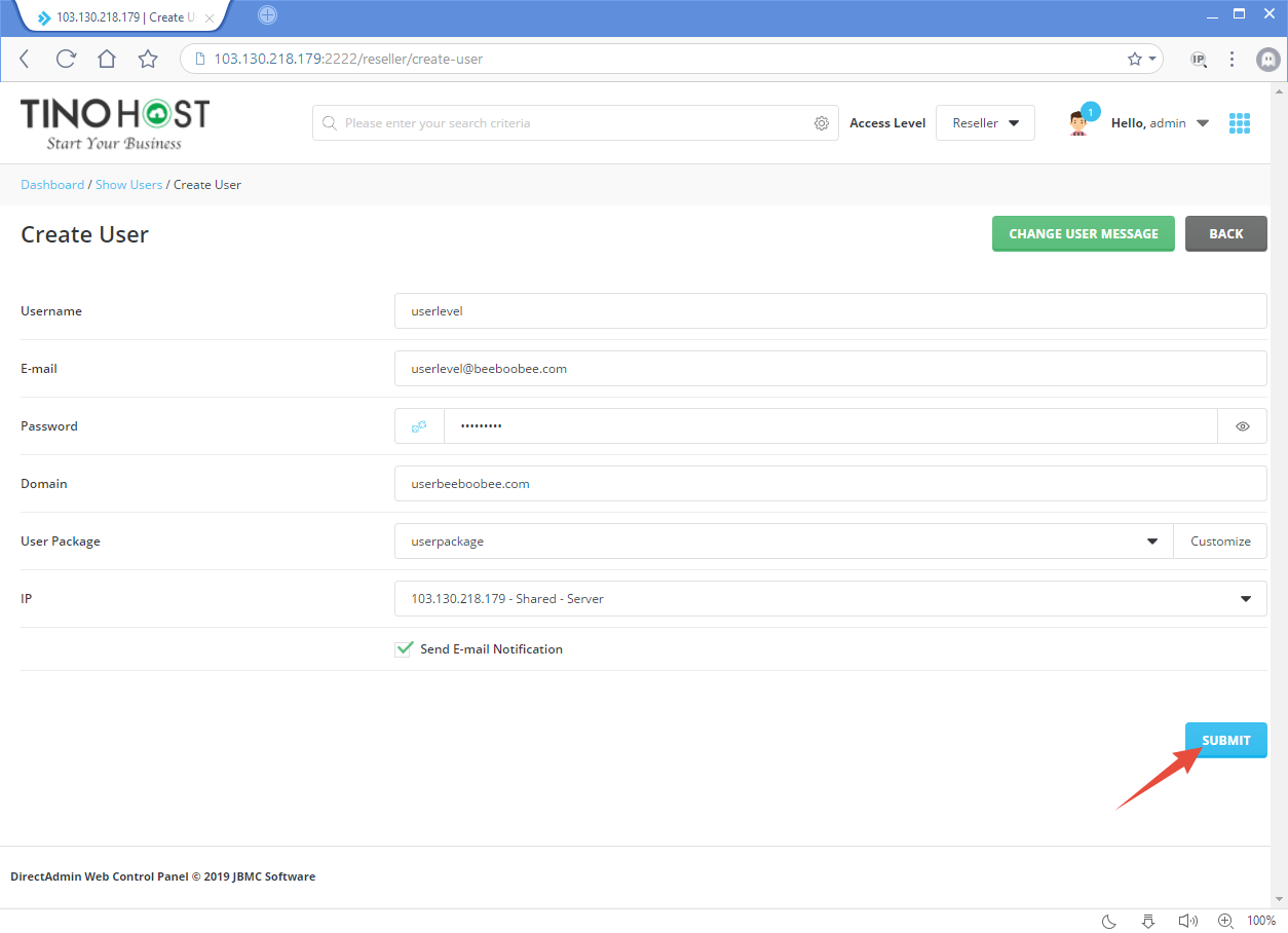 Hướng dẫn tạo tài khoản User trên Direct Admin 6