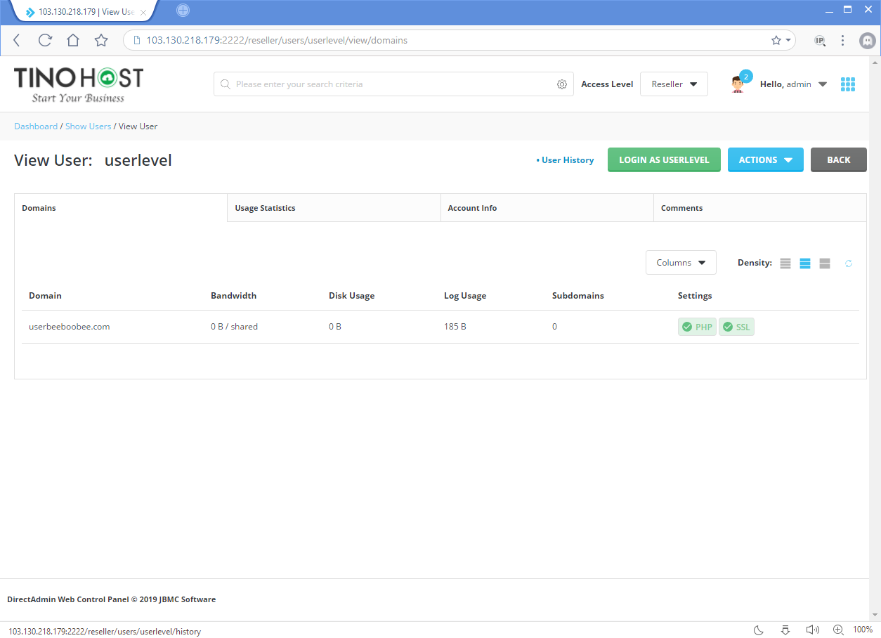 Hướng dẫn tạo tài khoản User trên Direct Admin 9