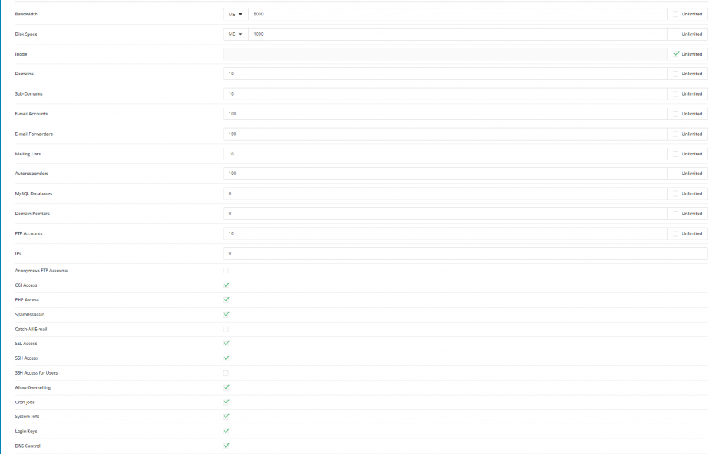 Các loại tài khoản và các gói trong Direct Admin 1