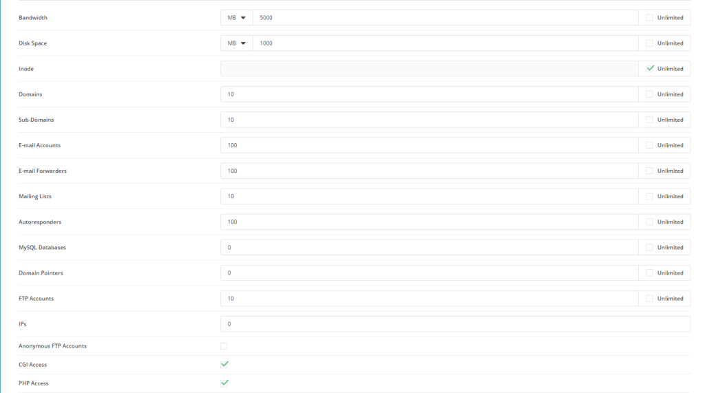 Các loại tài khoản và các gói trong Direct Admin 4