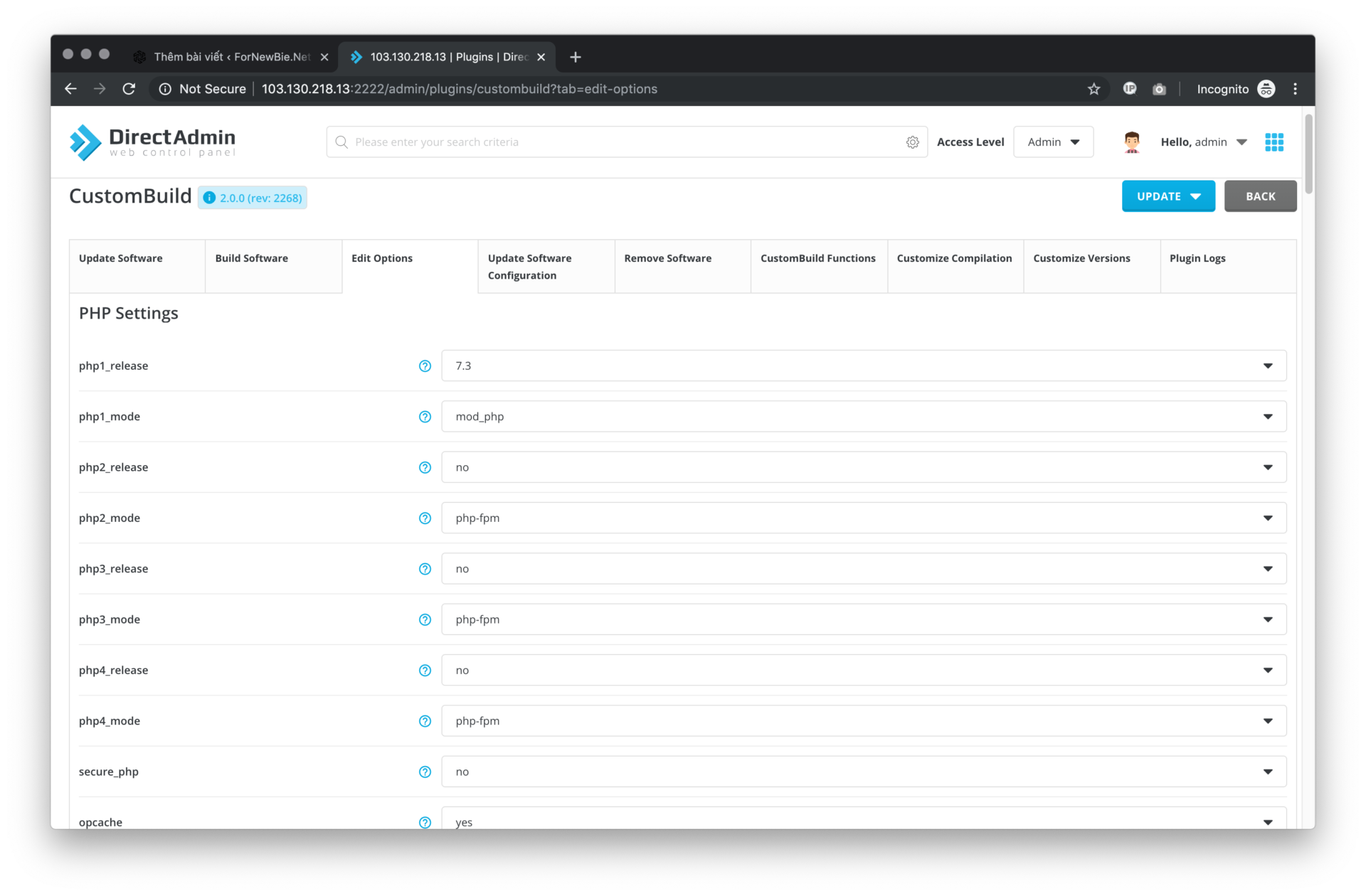 Tìm hiểu về DirectAdmin CustomBuild GUI Plugin 7