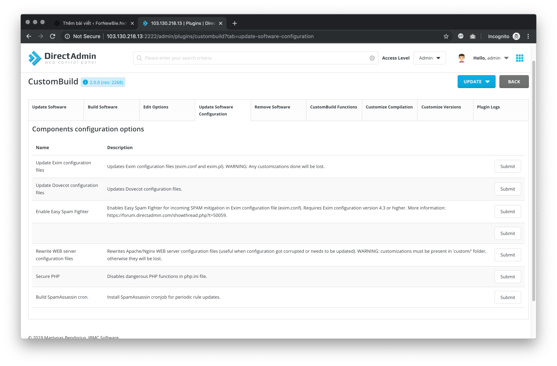 Tìm hiểu về DirectAdmin CustomBuild GUI Plugin 9