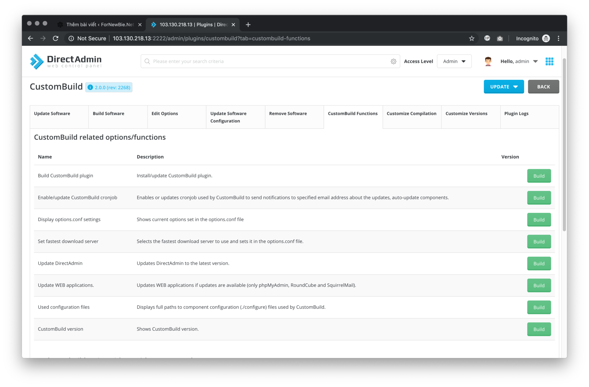 Tìm hiểu về DirectAdmin CustomBuild GUI Plugin 11