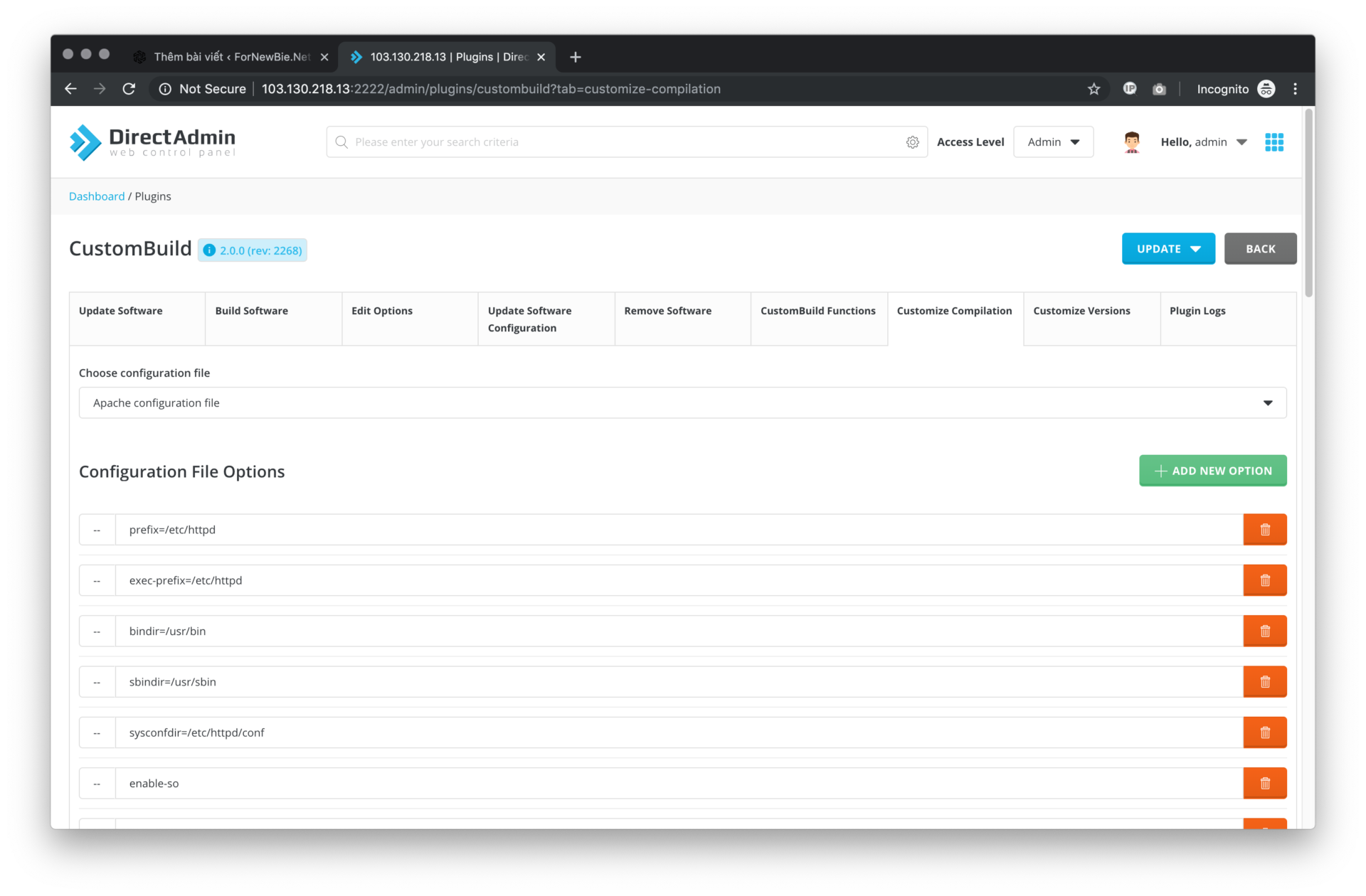 Tìm hiểu về DirectAdmin CustomBuild GUI Plugin 13