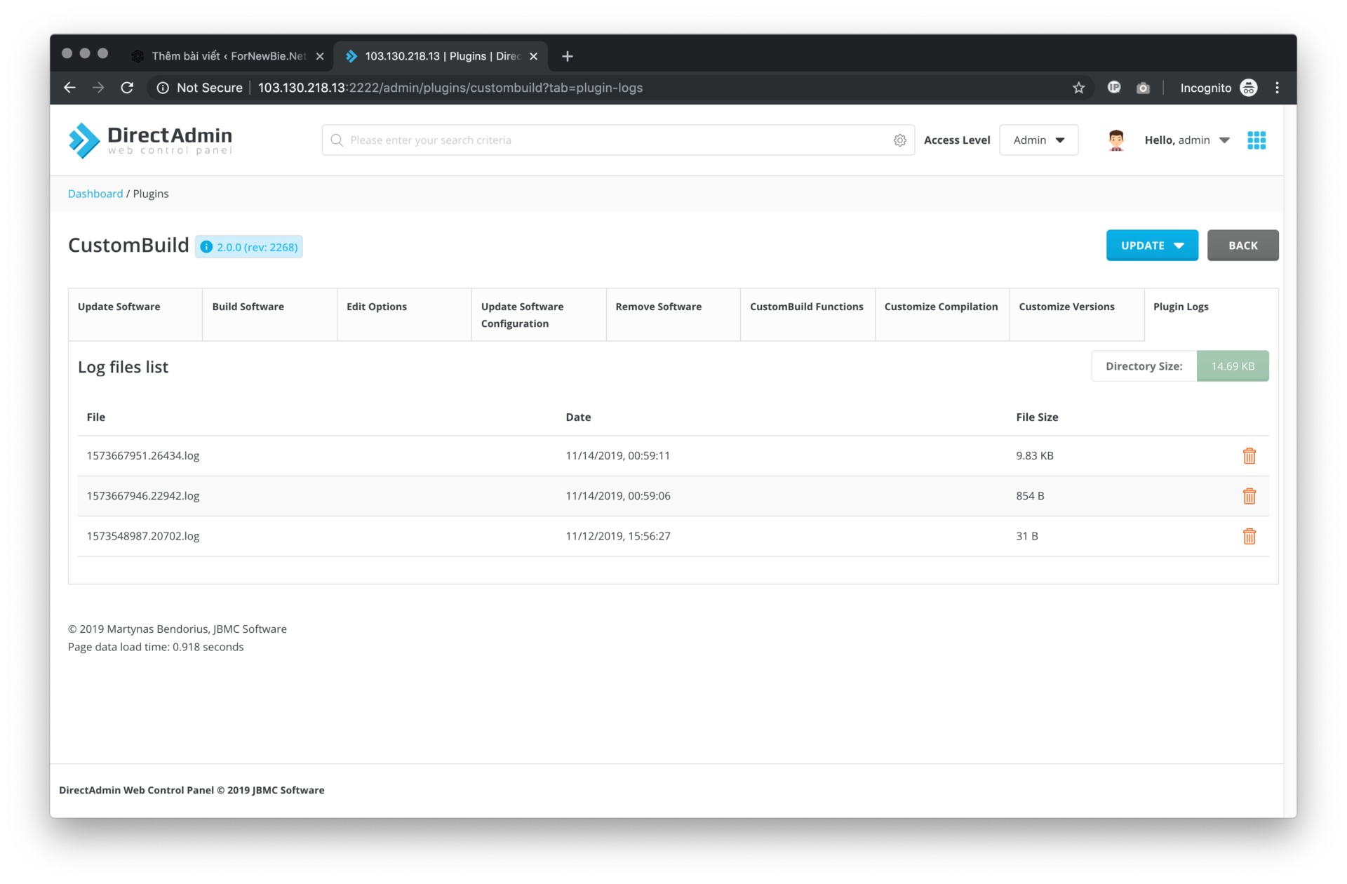 Tìm hiểu về DirectAdmin CustomBuild GUI Plugin 15