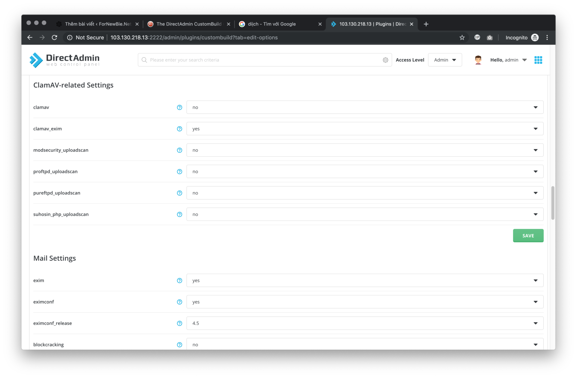 Tìm hiểu về DirectAdmin CustomBuild GUI Plugin 8