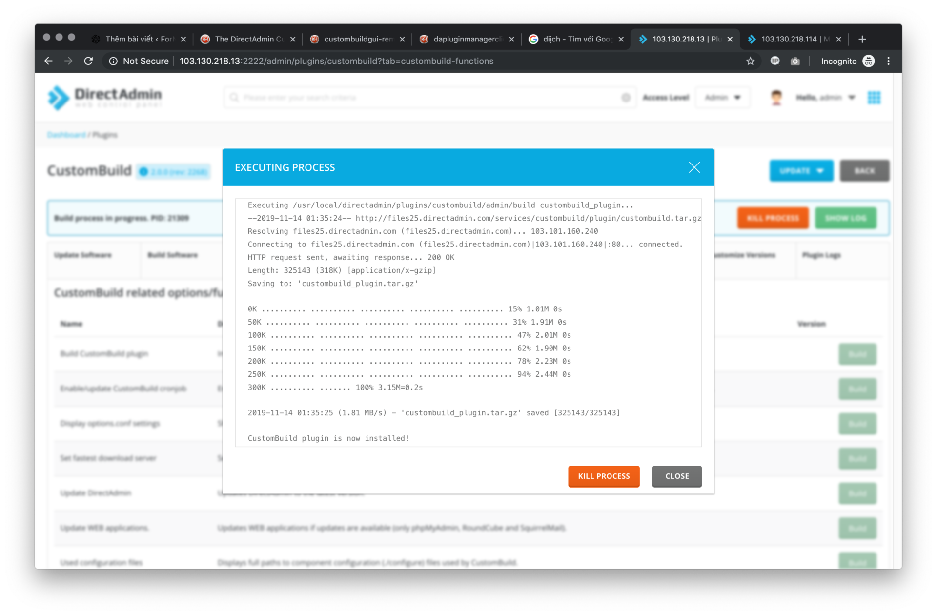 Tìm hiểu về DirectAdmin CustomBuild GUI Plugin 12
