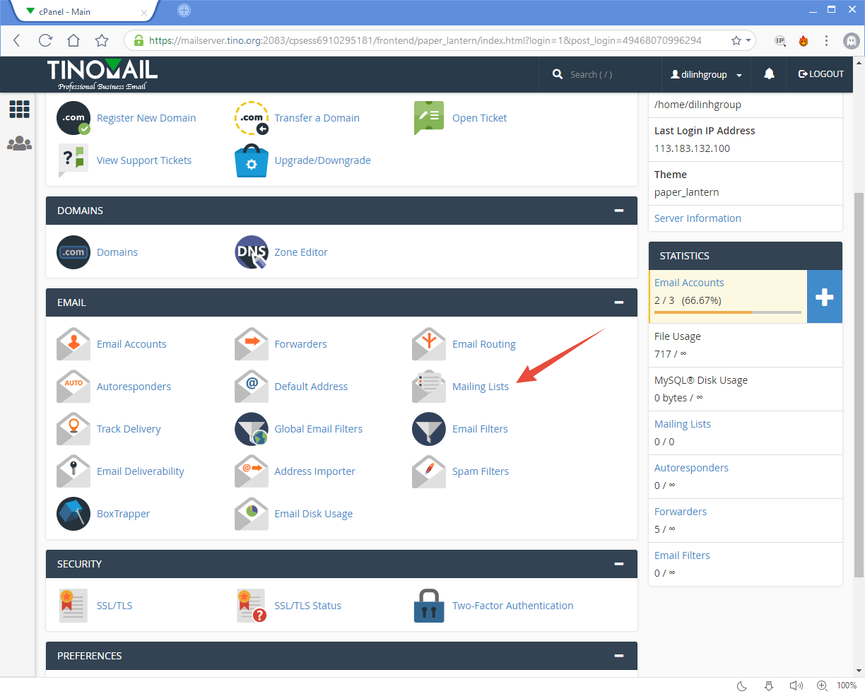 [cPanel] - Mailing Lists 1