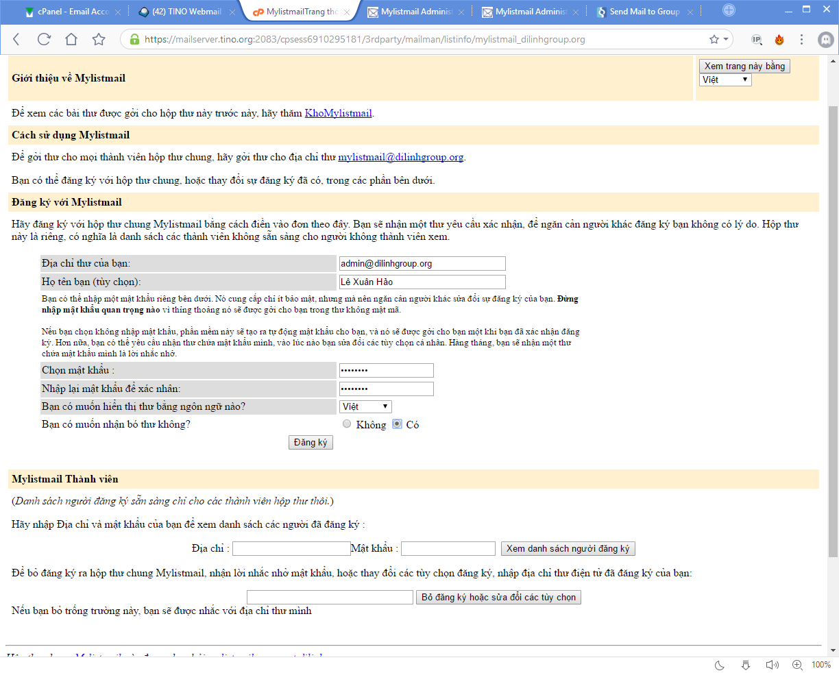 [cPanel] - Mailing Lists 11