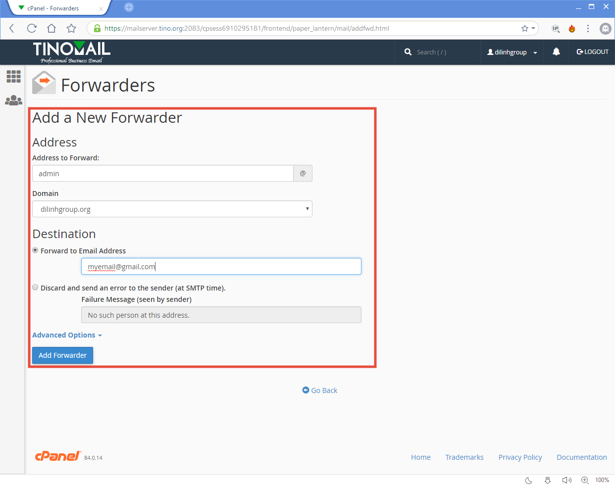 [cPanel] - Forwarders 3
