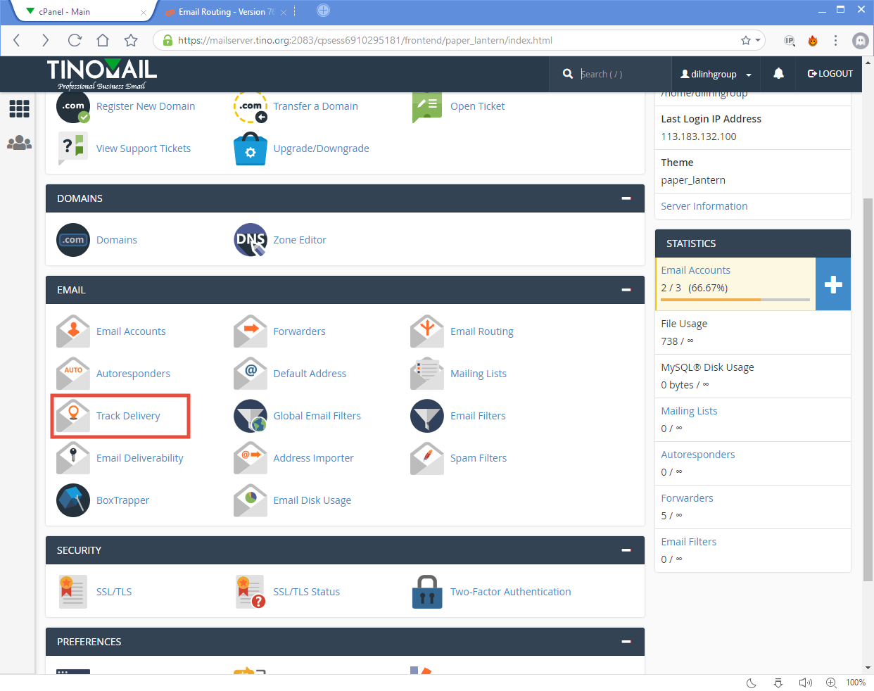[cPanel] - Track Delivery 1