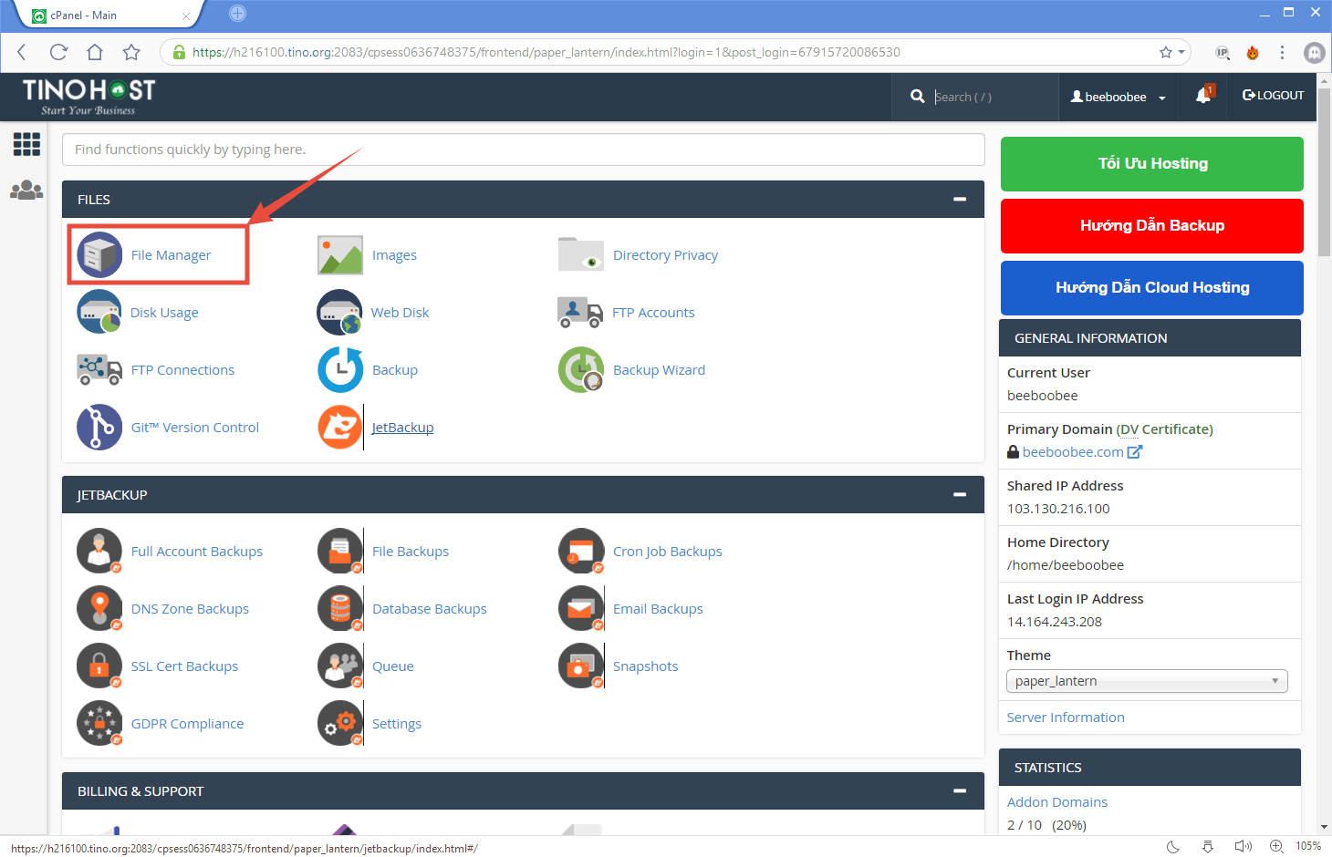 [cPanel] - Các thao tác sử dụng trong File Manager 1