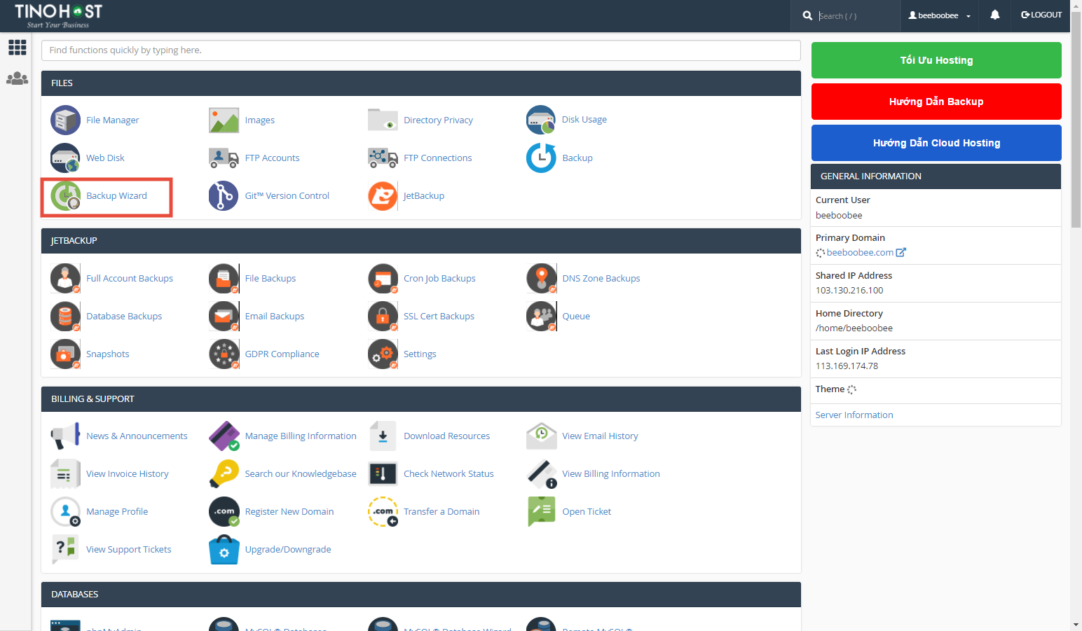 [cPanel] - Tạo Backup từng bước với Backup Wizard 1