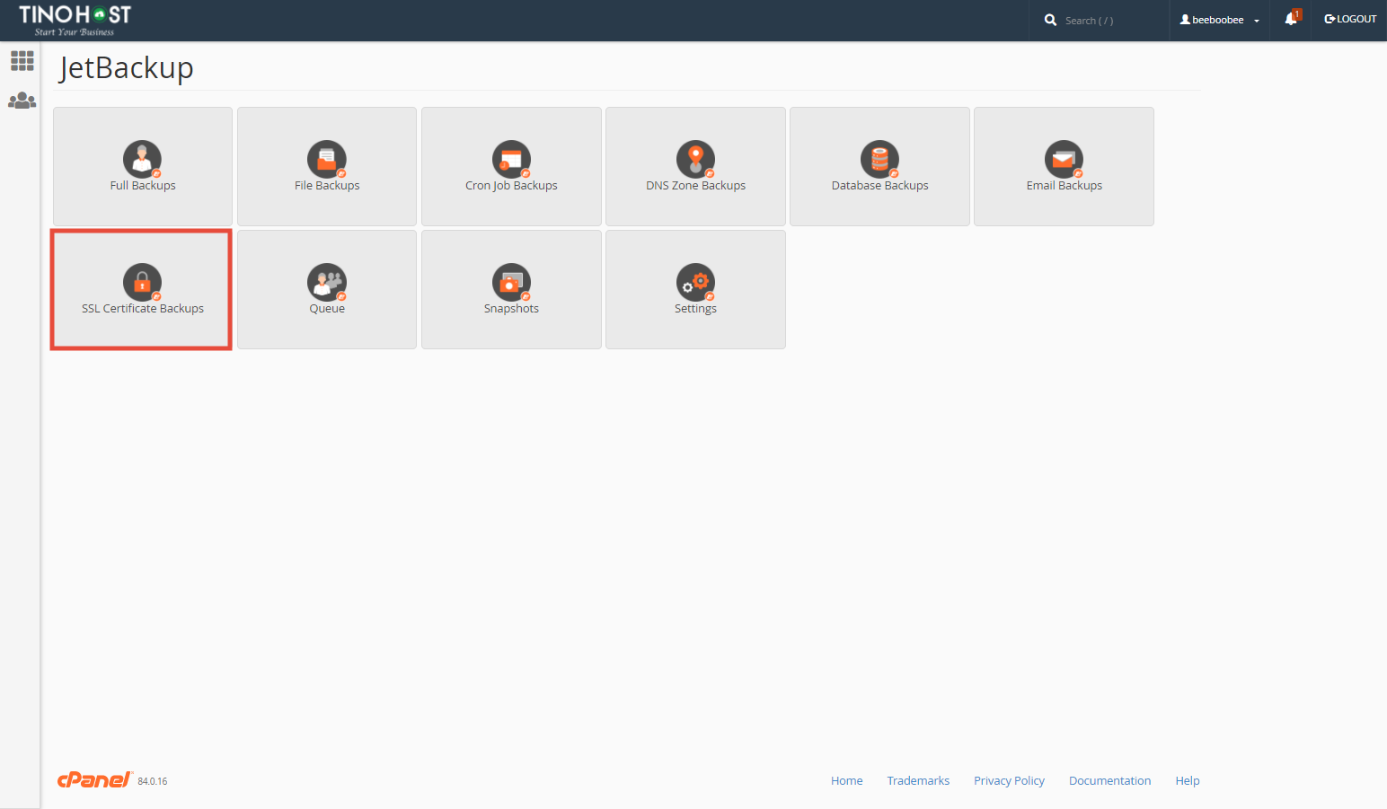[cPanel] - Tải xuống dữ liệu sao lưu và khôi phục SSL Cert Backups 1