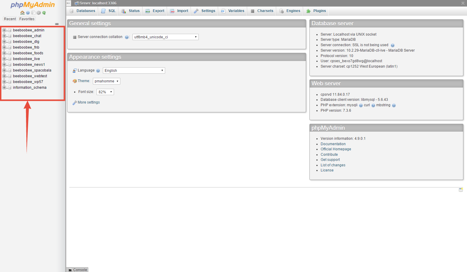 [cPanel] - Truy cập bảng điều khiển phpMyAdmin 2