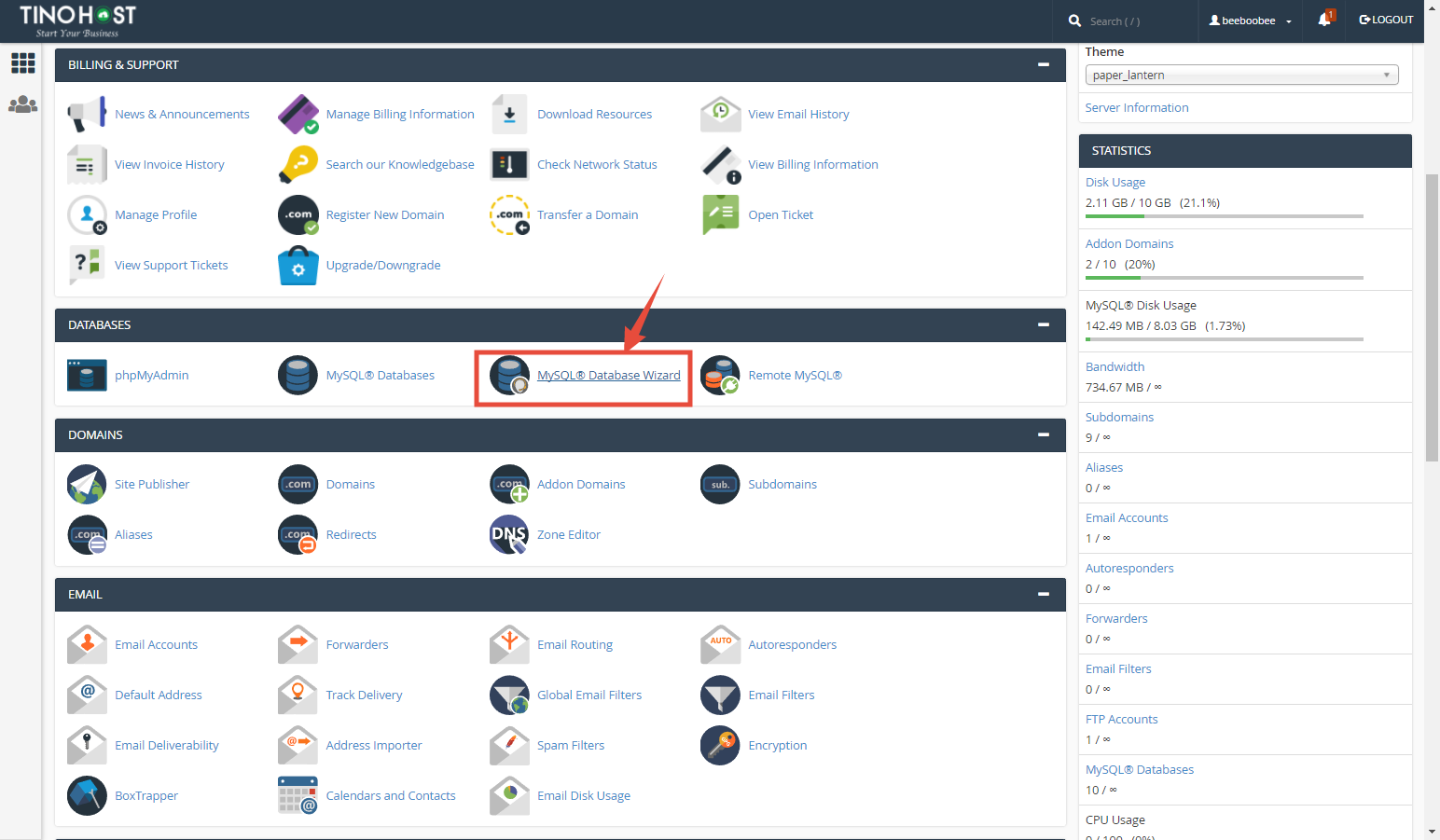 [cPanel] - Tạo Database từng bước với MySQL® Database Wizard 1