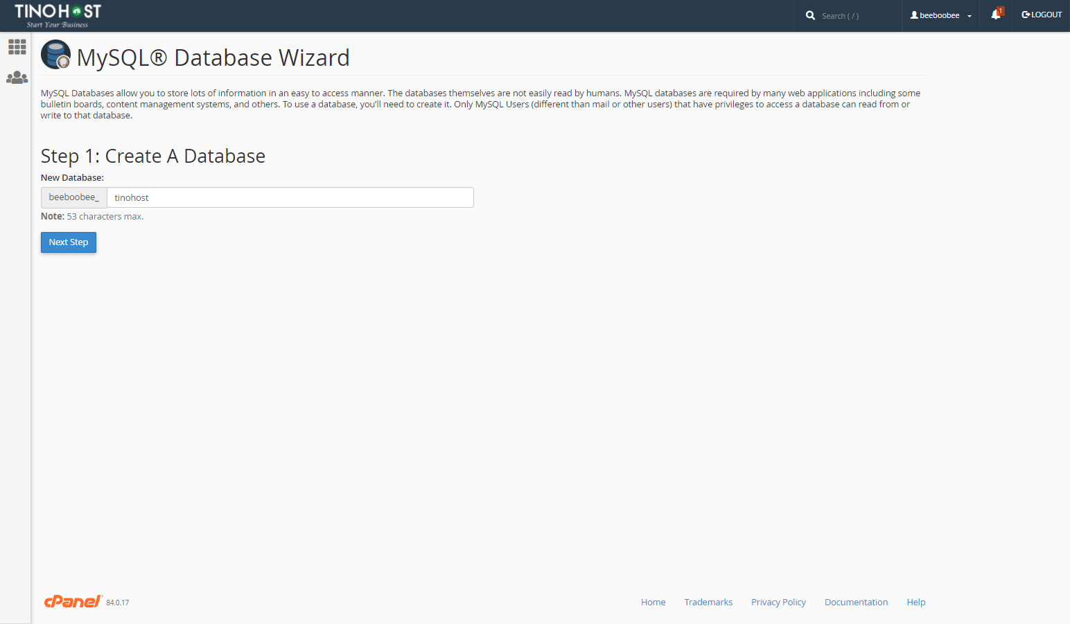 [cPanel] - Tạo Database từng bước với MySQL® Database Wizard 2
