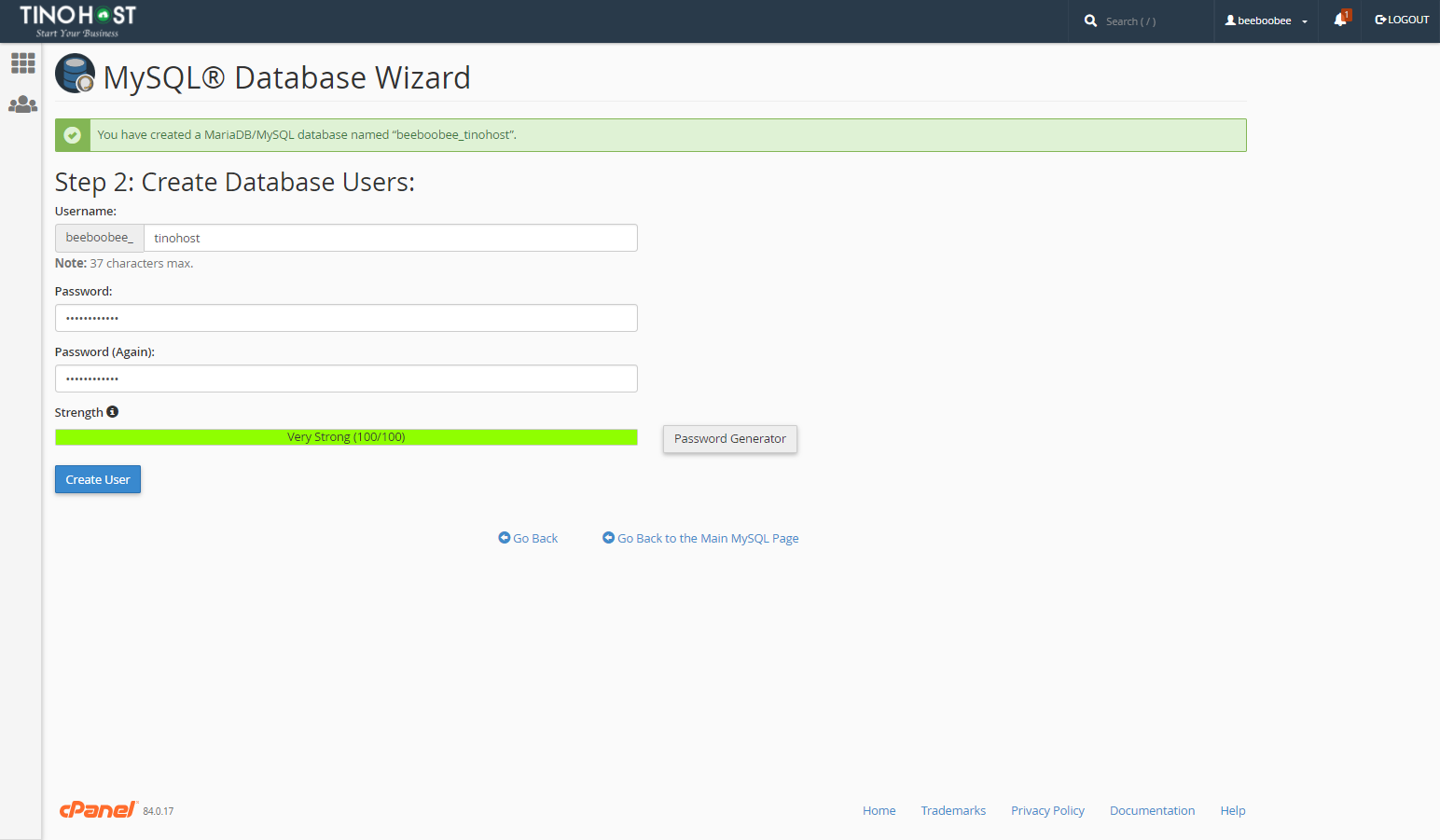 [cPanel] - Tạo Database từng bước với MySQL® Database Wizard 3