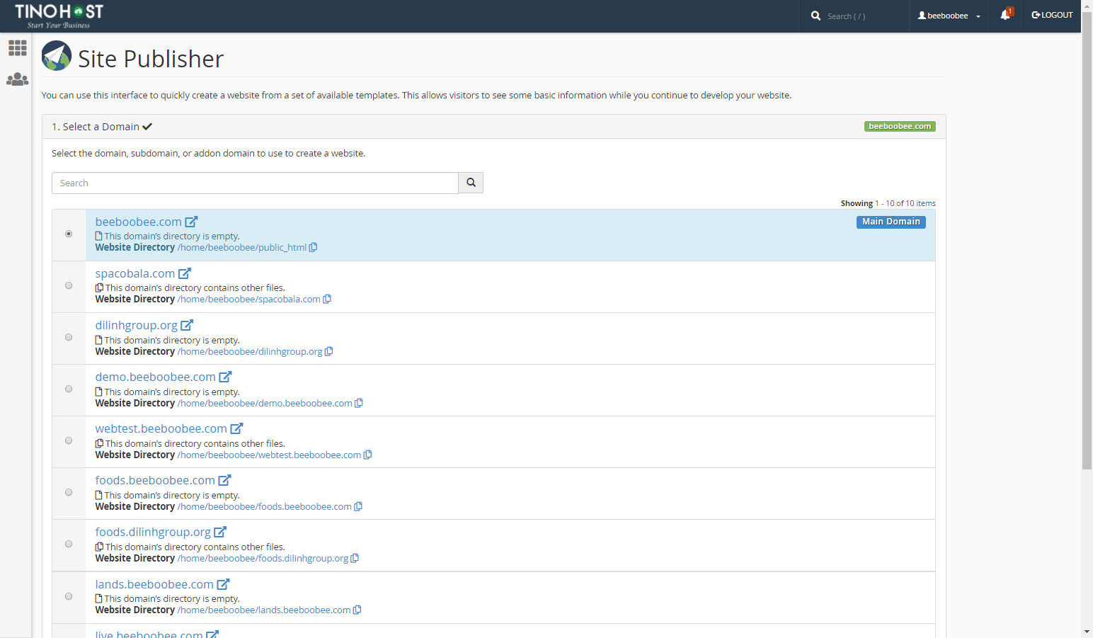 [cPanel] - Xem thông tin website với Site Publisher 1