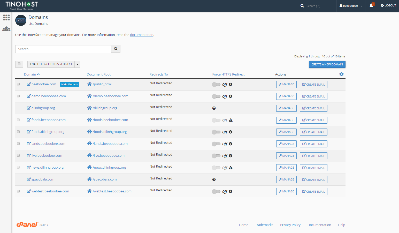 [cPanel] - Kiểm tra thông tin tên miền trên hosting tại Domains 2