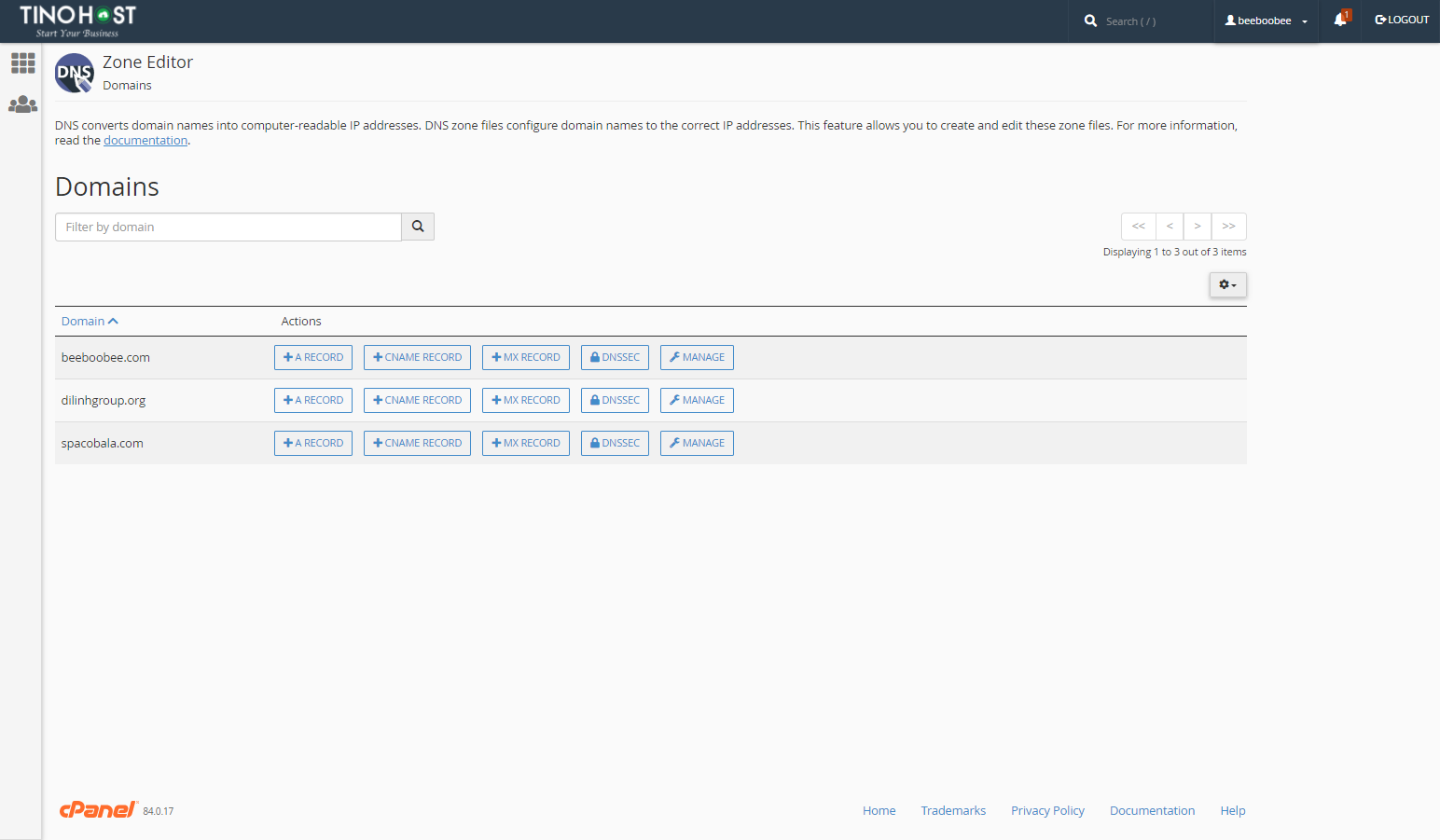 [cPanel] - Thao tác chỉnh sửa DNS trong Zone Editor 2